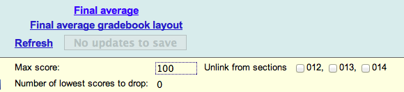 Sections which are automatically linked can be unlinked via checkboxes in the Final Average layout for any linked section.